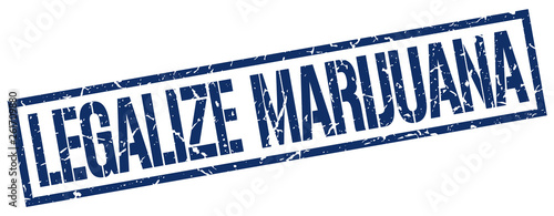 legalize marijuana blue grunge square vintage rubber stamp