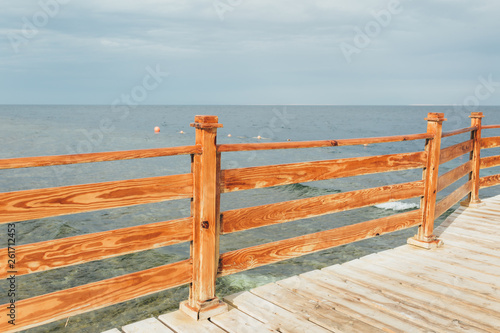 Pier on the sea background