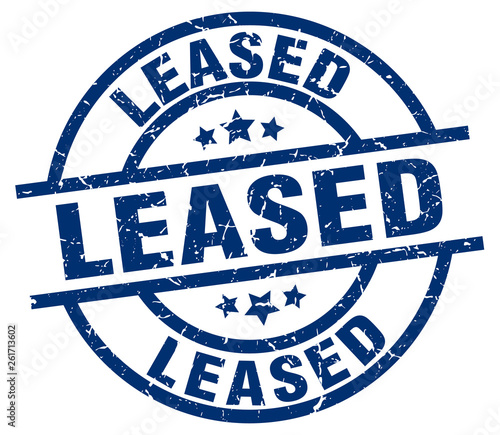 leased blue round grunge stamp