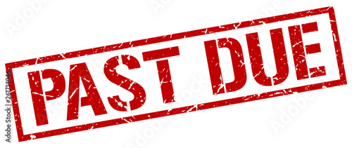 past due red grunge square vintage rubber stamp