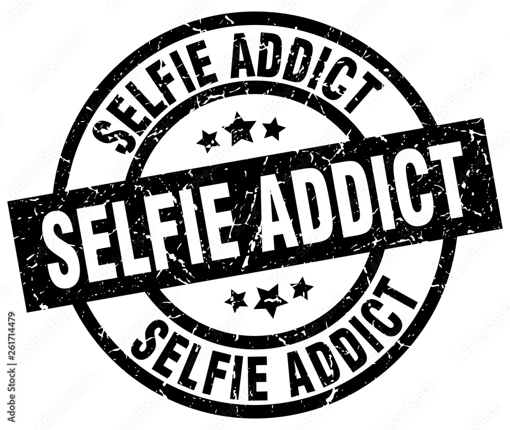 selfie addict round grunge black stamp selfie addict round grunge black stamp