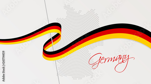 Wavy national flag and radial dotted halftone map of Germany