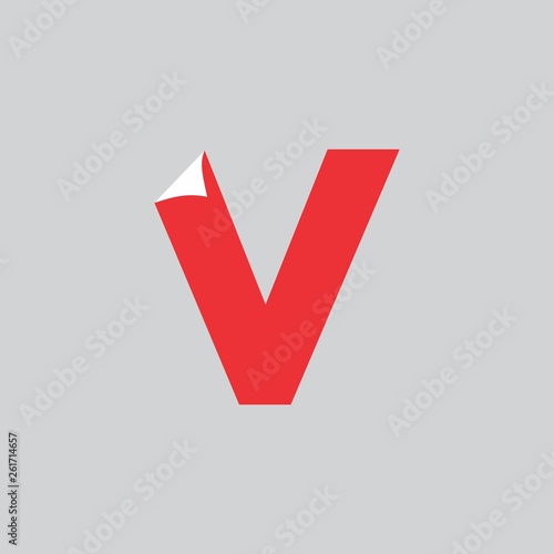 letter v flake 3d flat logo vector