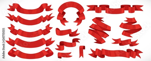 Wallpaper Mural Very big set of vector festive red ribbons for decoration isolated on white background Torontodigital.ca