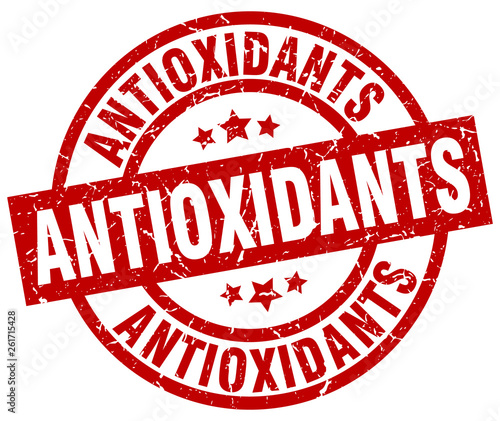 antioxidants round red grunge stamp