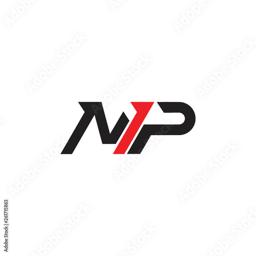 abstract letter np simple arrow geometric logo vector