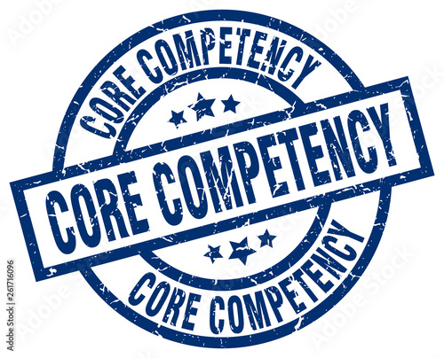 core competency blue round grunge stamp