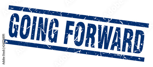 square grunge blue going forward stamp