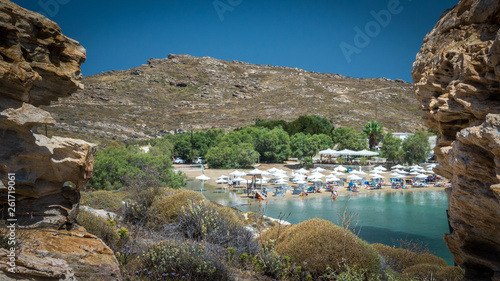Monastiri beach in Paros island, Greece. Beautiful and famous beach of Monastery Agios Ioannis, Cyclades photo