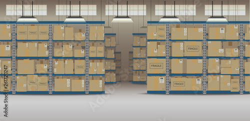 Warehouse interior with racks