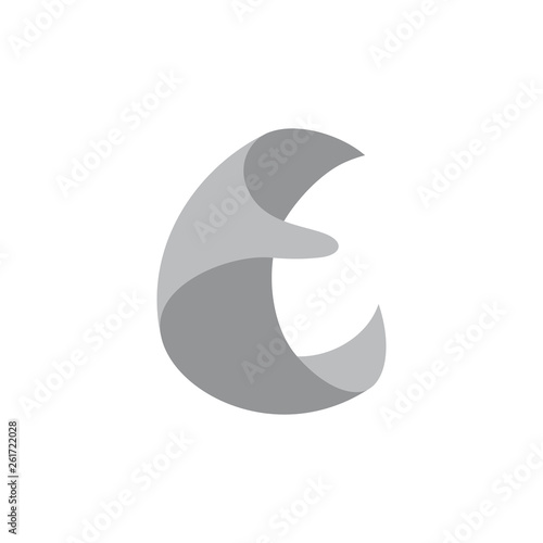 abstract letter c 3d paper fly motion logo vector