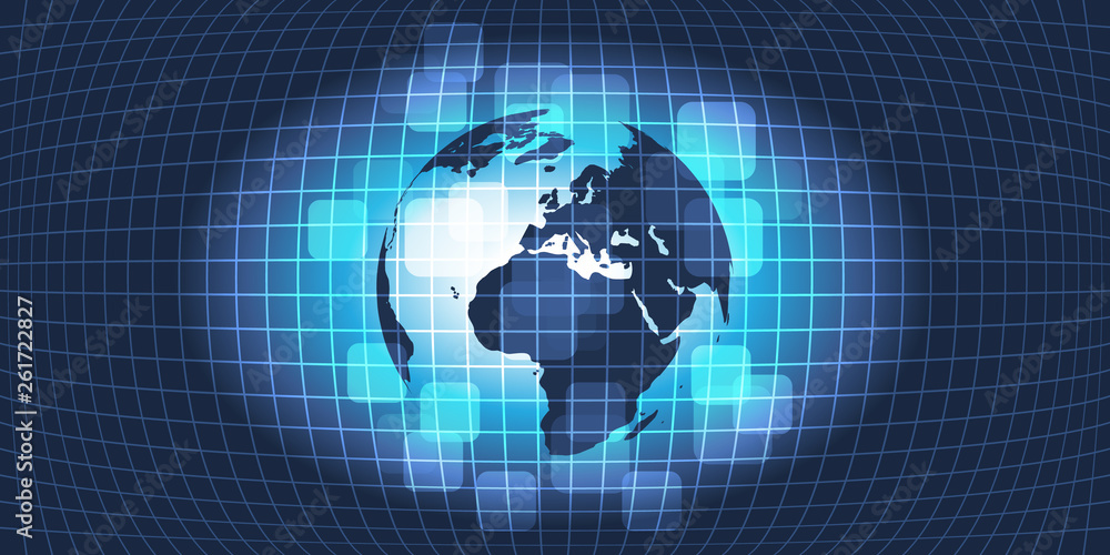 Dark Abstract Global Technology, Networking and Cloud Computing Design Concept with Globe and Grid Pattern - Digital Network Connections, Technology Background Dark Abstract Global Technology, Networking and Cloud Computing Design Concept with Globe and Grid Pattern - Digital Network Connections, Technology Background