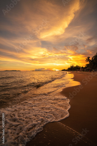 Rayong beach and sunset photo