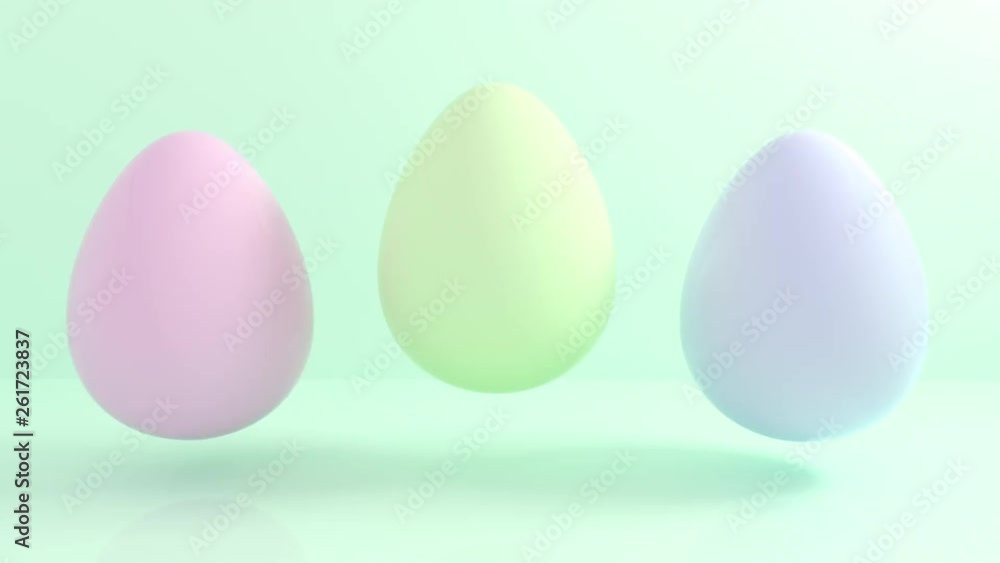 3D abstract pastel easter eggs flying on color background. Set of different colors 4k animation seamless loop. 3D abstract pastel easter eggs flying on color background. Set of different colors 4k animation seamless loop.