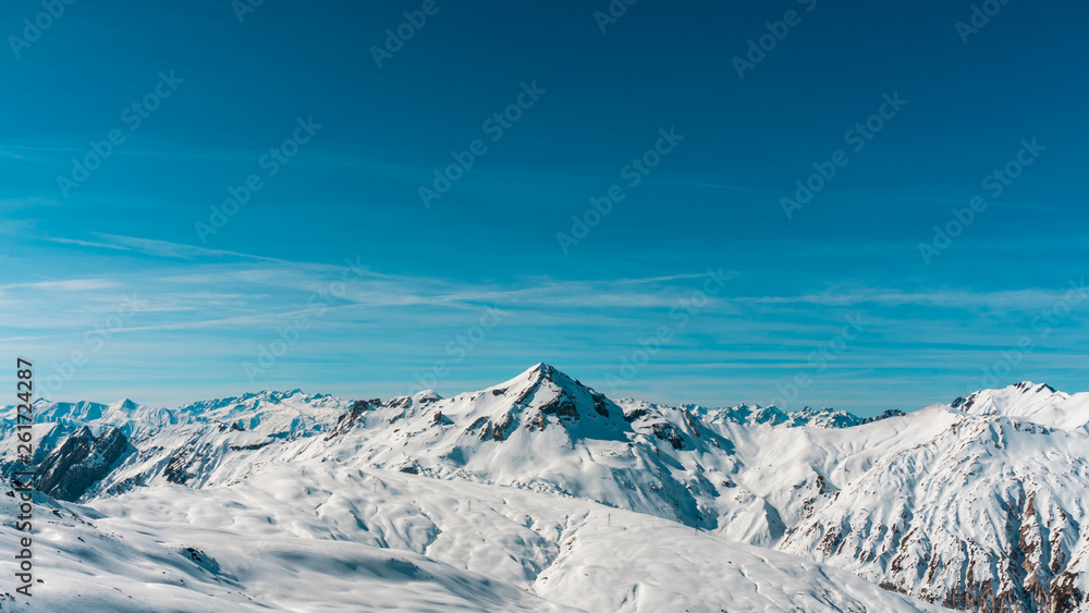 winter mountain landscape with mountains and clouds