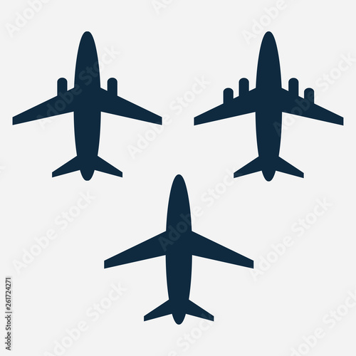 airplanes icons from top view vector illustration set