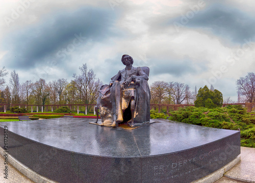 WROCLAW, POLAND - APRIL 13, 2019: Fryderyk Chopin Monument in Park Poludniowy (South Park), Wroclaw.