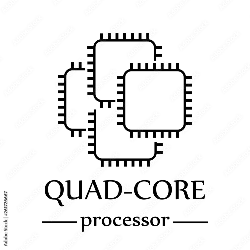 quad-core processor icon