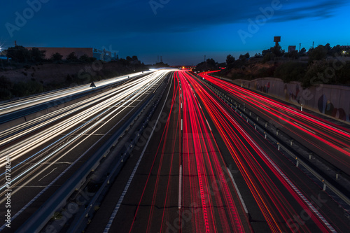 Light trails on the highway