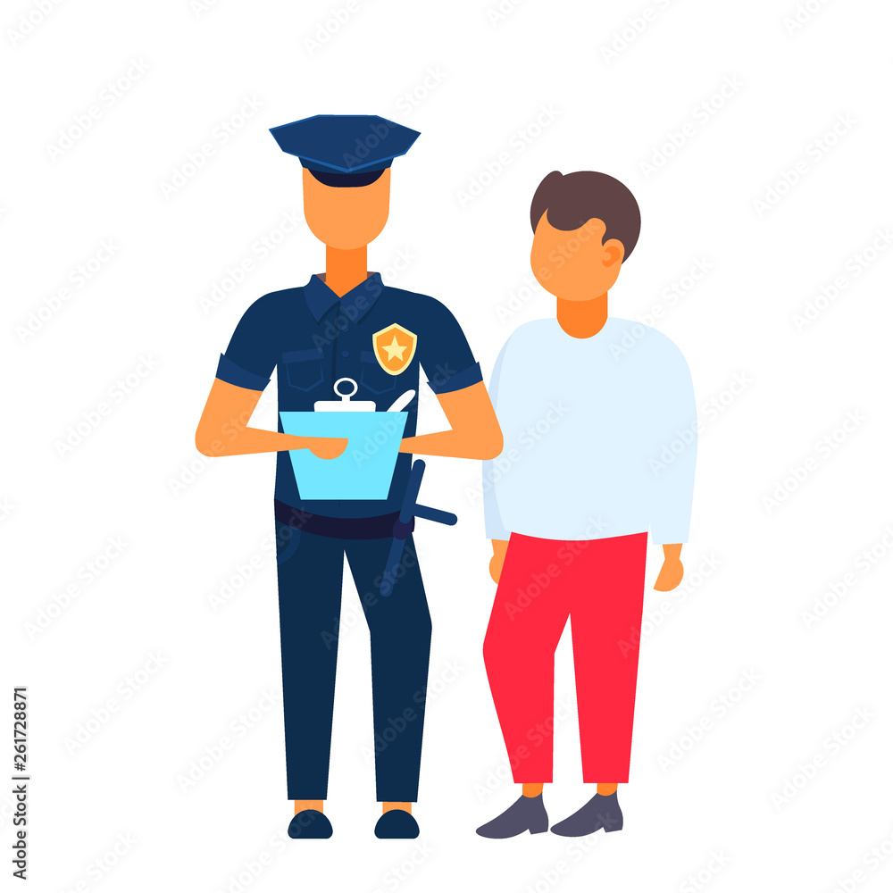 man driver with police officer standing together policeman in uniform writing report white background flat full length man driver with police officer standing together policeman in uniform writing report white background flat full length