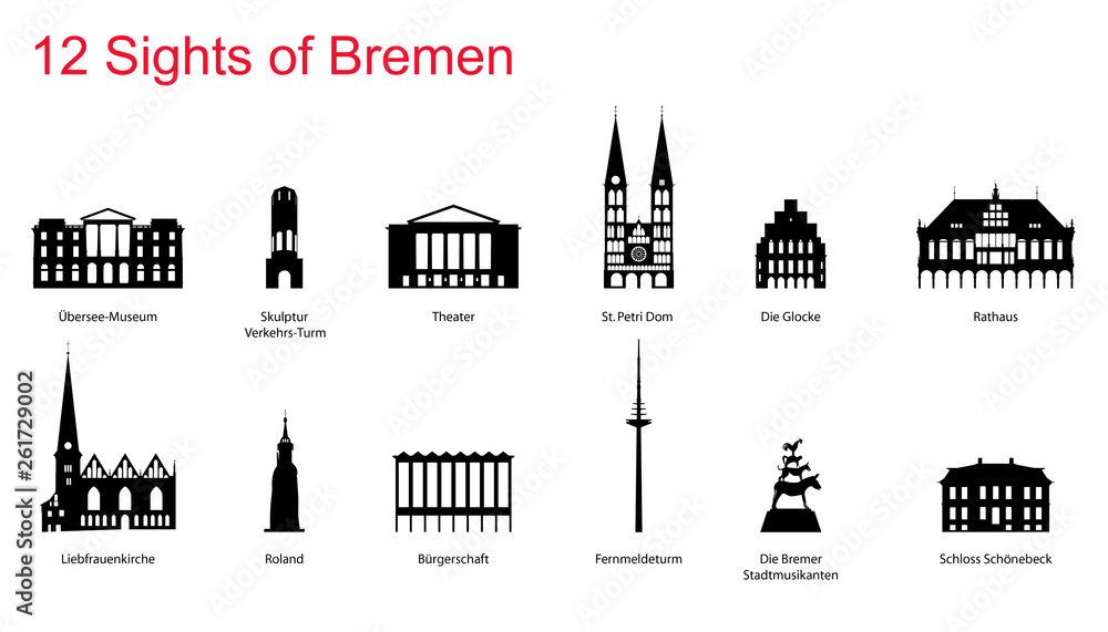12 Sights of Bremen - obrazy, fototapety, plakaty 