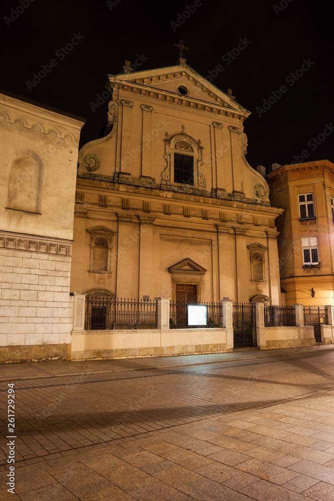 Church of St. Martin at Night in Krakow