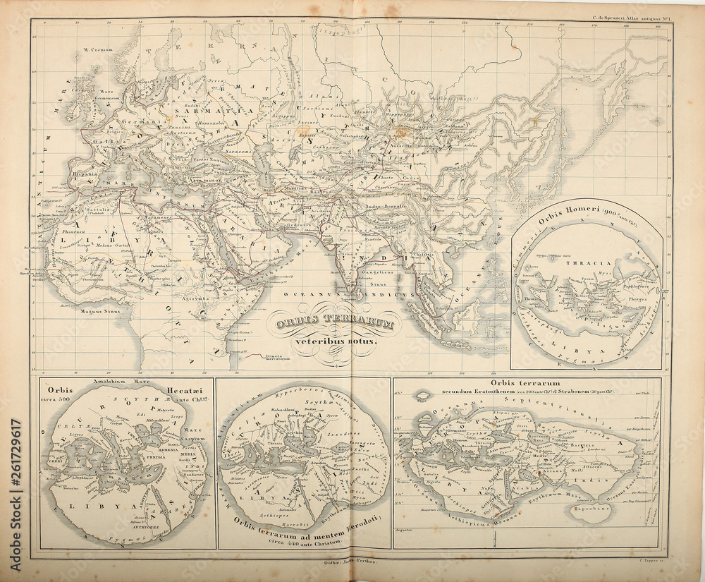 Obraz premium Old map. Engraving image