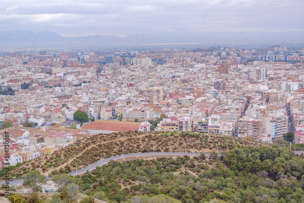 Alicante skyline aerial view from Santa Barbara Castle