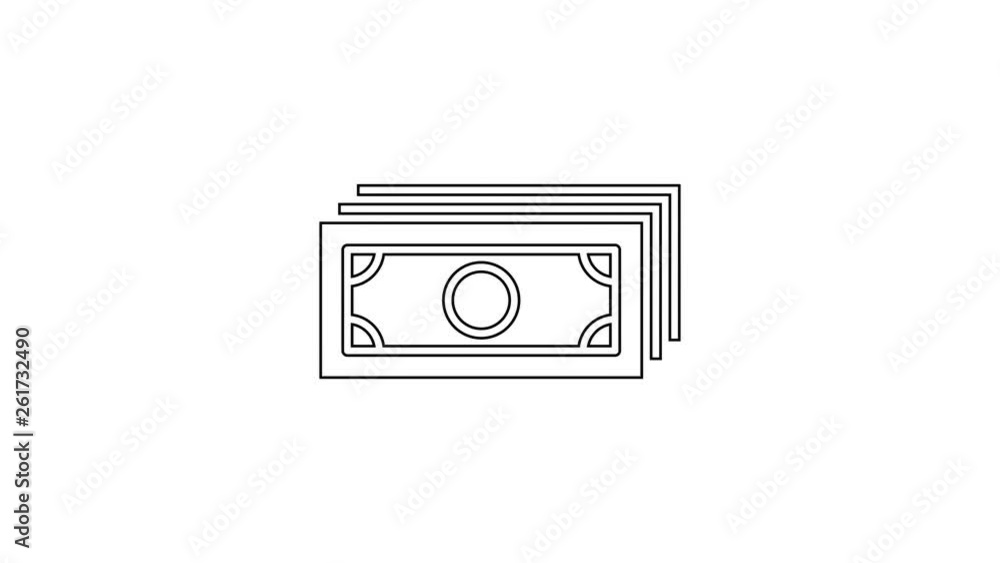 Grey Stacks paper money cash line icon on white background. Money banknotes stacks. Bill currency. 4K Video motion graphic animation Grey Stacks paper money cash line icon on white background. Money banknotes stacks. Bill currency. 4K Video motion graphic animation
