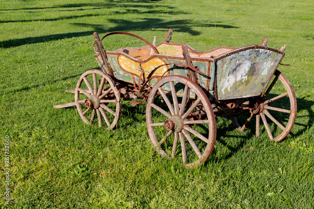 Old cart on the lawn