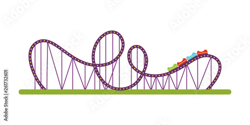 Roller coaster flat vector illustration