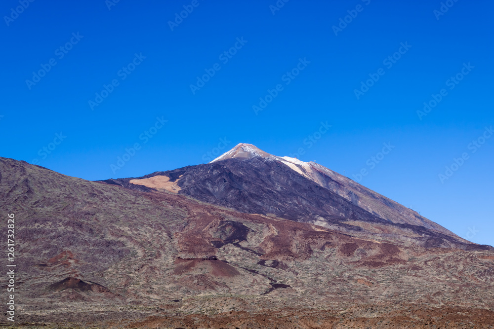 Teide National Park, view on volcano Teide, Tenerife island volcano with snow, Tenerife, Canary Islands, Spain - Image