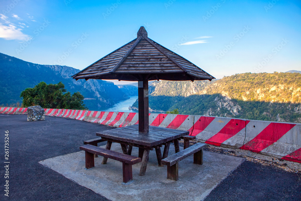 area for rest with table and chairs near the road area for rest with table and chairs near the road