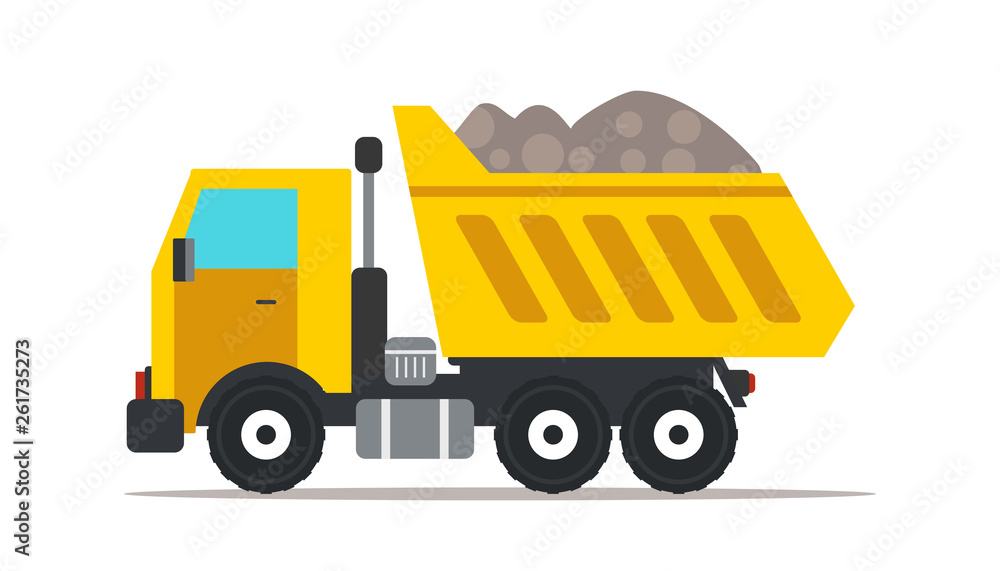 Dump truck flat vector illustration Dump truck flat vector illustration