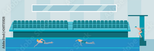 Swimming pool flat vector illustration