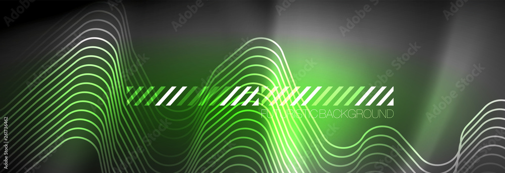 Glowing neon abstract lines, techno futuristic template Glowing neon abstract lines, techno futuristic template