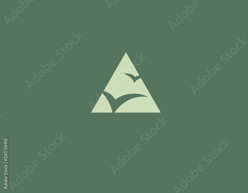Creative logo triangle and silhouette of birds in flight for company