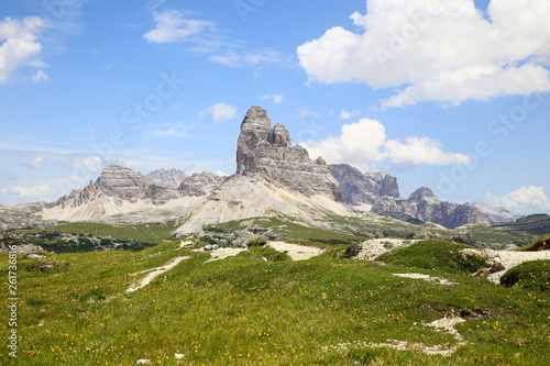 Tre Cime di Lavaredo from mount Piana, Dolomites