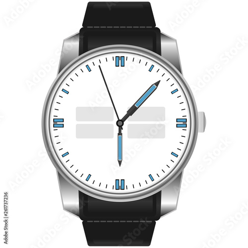 Wrist watch. Vector illustration of wristwatch isolated on white background.