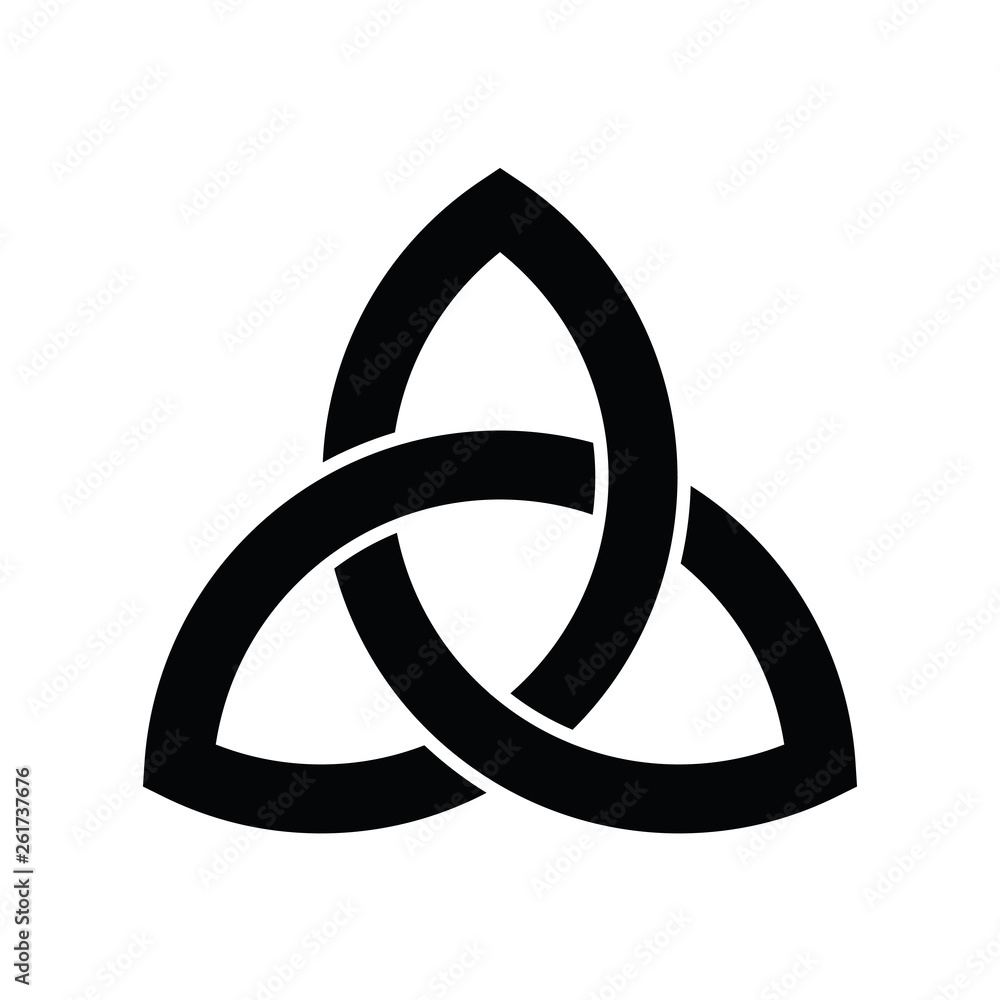 Triquetra sign icon. Leaf-like celtic symbol. Trinity or trefoil knot. Simple black vector illustration Triquetra sign icon. Leaf-like celtic symbol. Trinity or trefoil knot. Simple black vector illustration