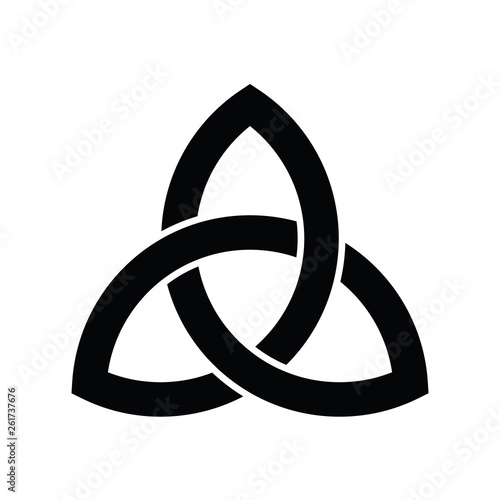 Triquetra sign icon. Leaf-like celtic symbol. Trinity or trefoil knot. Simple black vector illustration photo