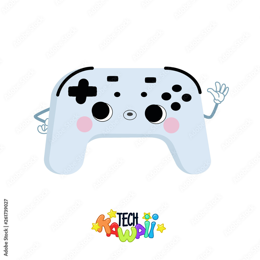 Play video game controller kawaii vector cartoon character, isolated vector illustration. Play video game controller kawaii vector cartoon character, isolated vector illustration.
