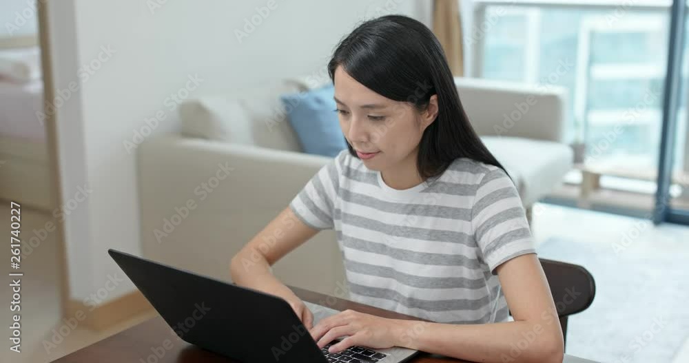 Woman work on computer at home Woman work on computer at home