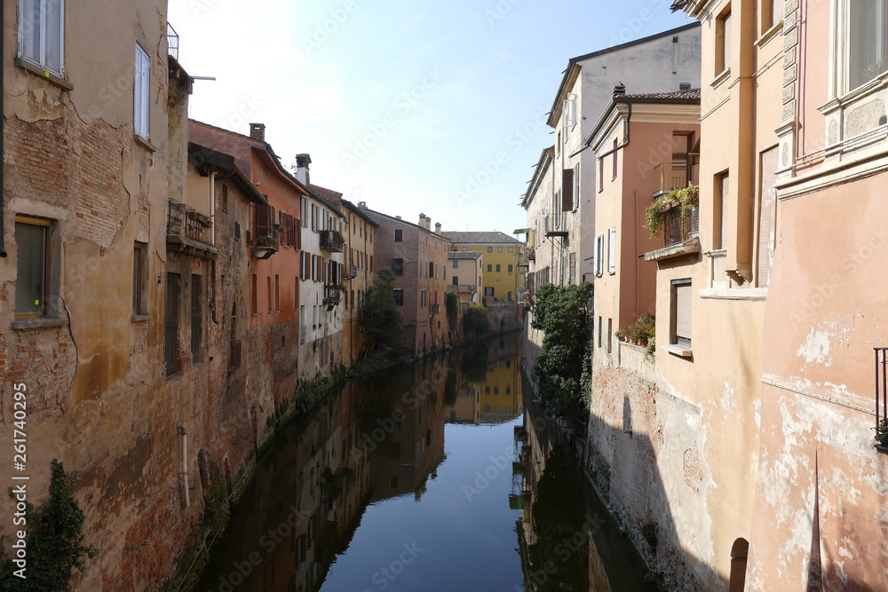 Views walking on the bridges along Rio river in Mantova