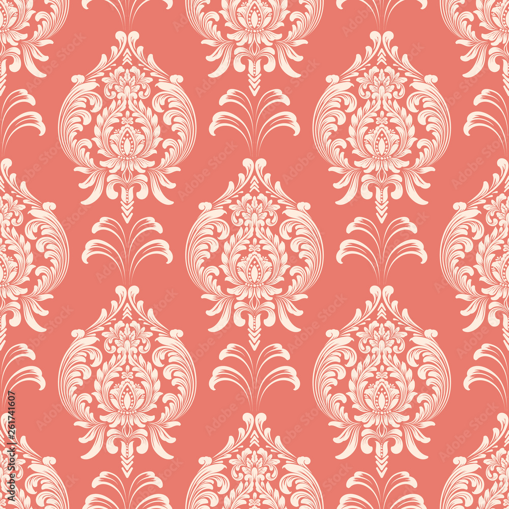 Vector damask seamless pattern background. Classical luxury old fashioned damask ornament, royal victorian seamless texture for wallpapers, textile, wrapping. Exquisite floral baroque template. Vector damask seamless pattern background. Classical luxury old fashioned damask ornament, royal victorian seamless texture for wallpapers, textile, wrapping. Exquisite floral baroque template.
