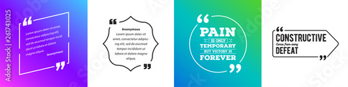 Remark Quote Template Bubble with Vivid Background. Citation Template Vector Set. T-shirts, Posters, Cards.