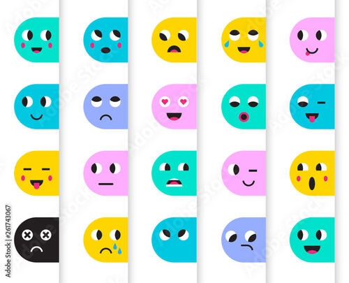 Set of Emoticons Stickers, Emoji. Vector Illustration.