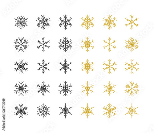 Big Set of Snowflakes Winter Christmas Xmas Design Vector Elements.