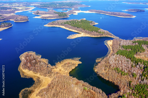 Fototapeta Naklejka Na Ścianę i Meble -  Spring in Masuria from a bird's eye view, Poland