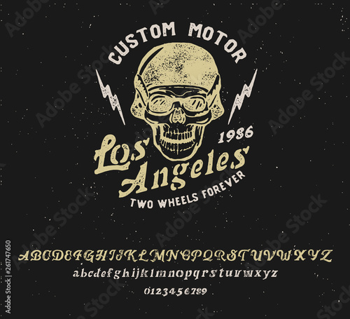 Los Angeles. Motorcycle club. Original font and logo. Brutal style. Print on shirt or sticker.